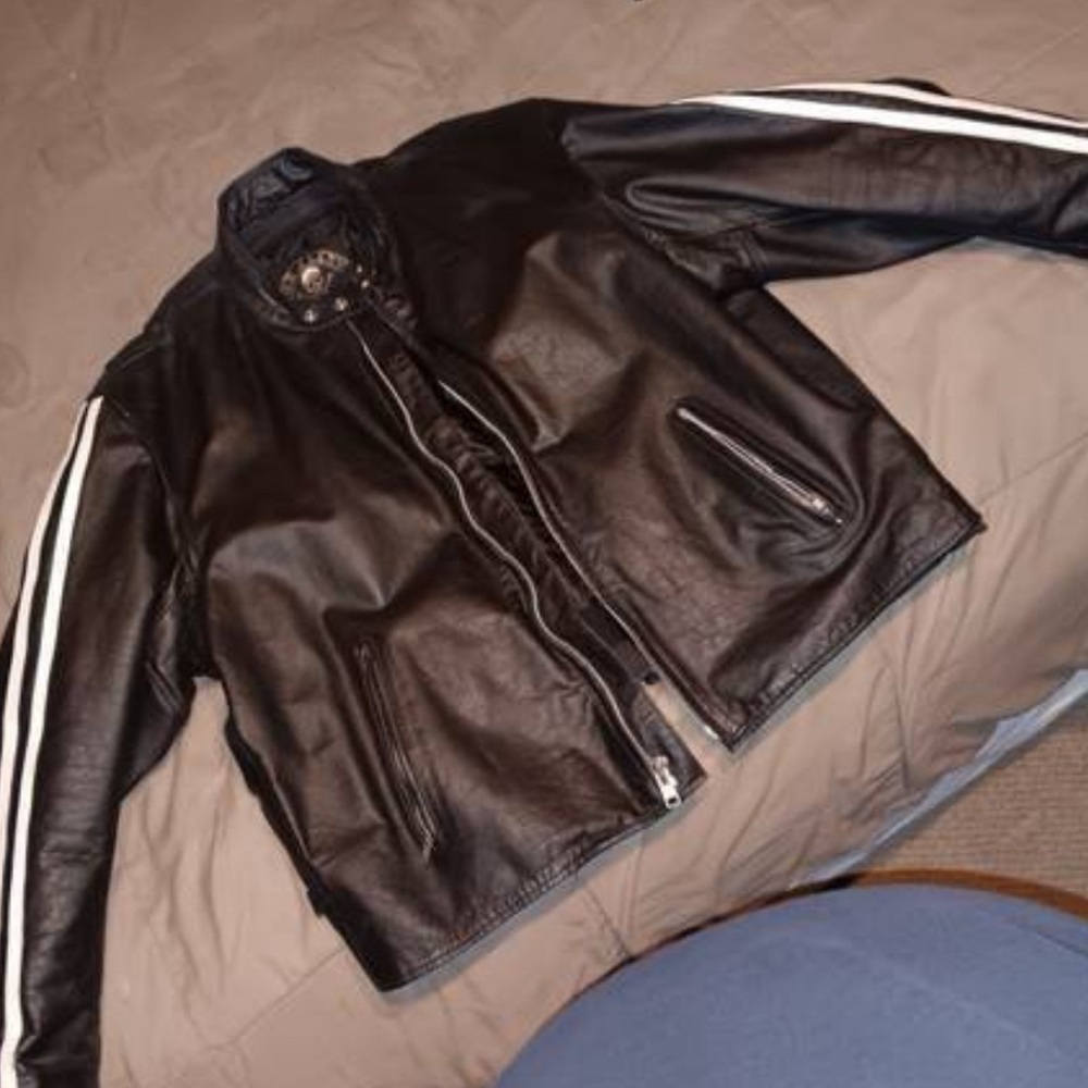 Leather motorcycle riding jacket